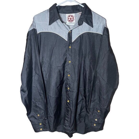 VTG Stable Gear Western Wear Black and Gray Long Sleeve Button Up Shirt XL - Picture 1 of 3
